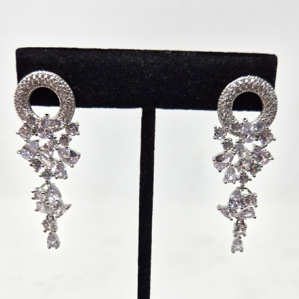 Silver Crystal Drop Earrings